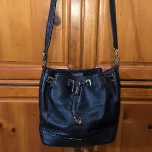 Calvin Klein black leather bucket bag
